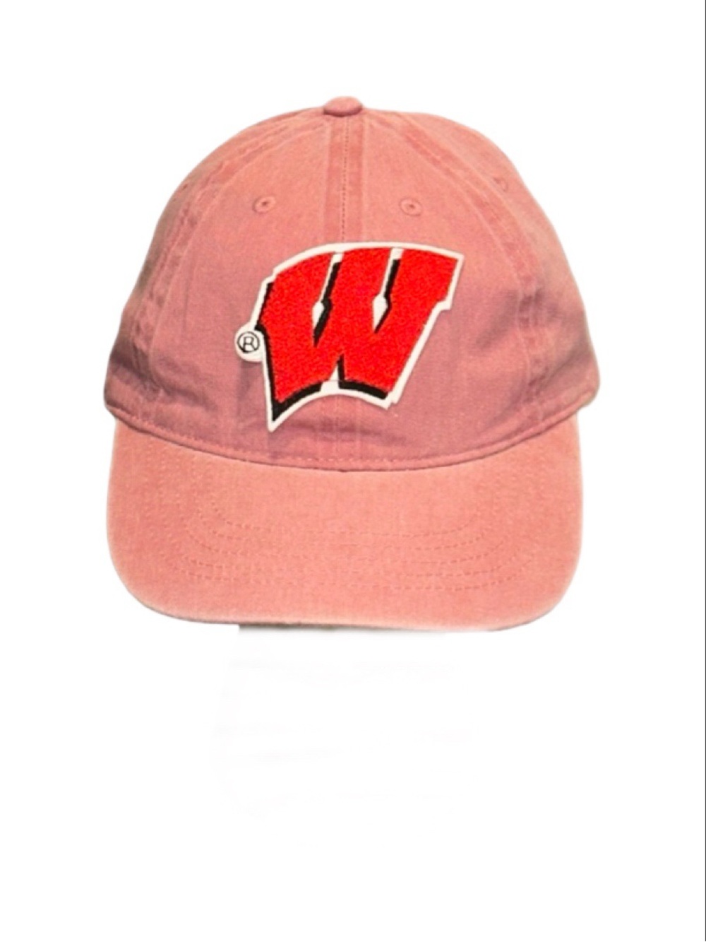 Washed Pink Baseball Hat W/ Wisconsin Patch